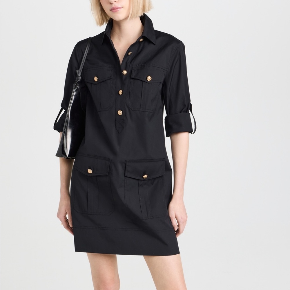 NWT Veronica Beard Black Gold Button Shirt Saude Dress - Picture 2 of 12